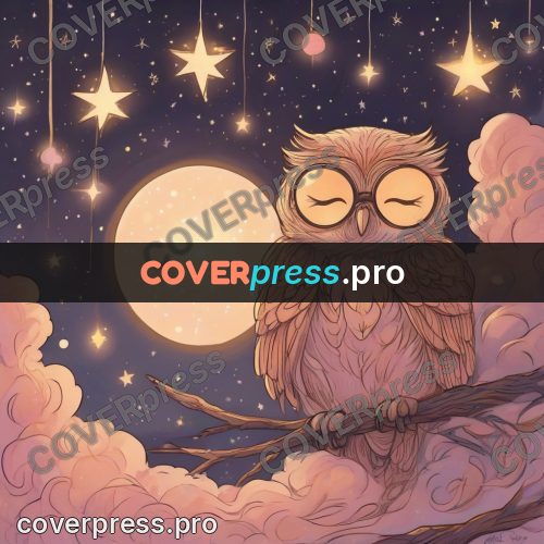 Dreamy illustration: owl on a moonlit branch