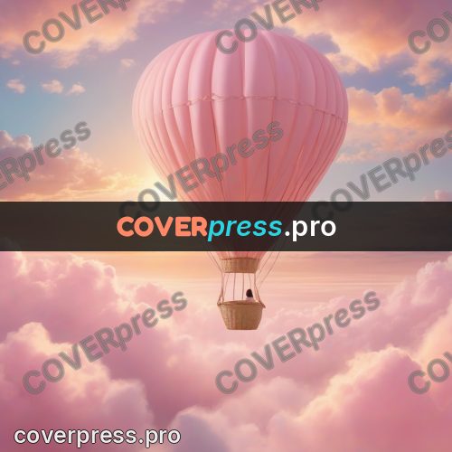 Dreamy illustration: balloon above the clouds