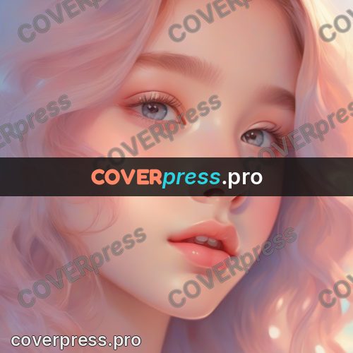 Dreamy illustration: girl's face in pink light