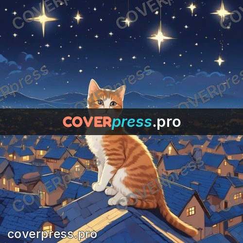 Dreamy illustration: night rooftops under the stars