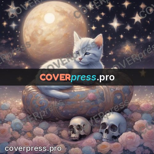 Dreamy illustration: sleeping kitten on a cushion