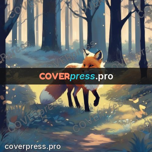 Dreamy illustration: fox in a spring wood