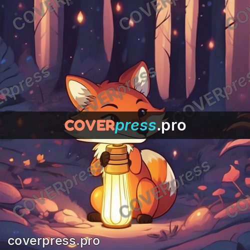 Dreamy illustration: fox with a lantern