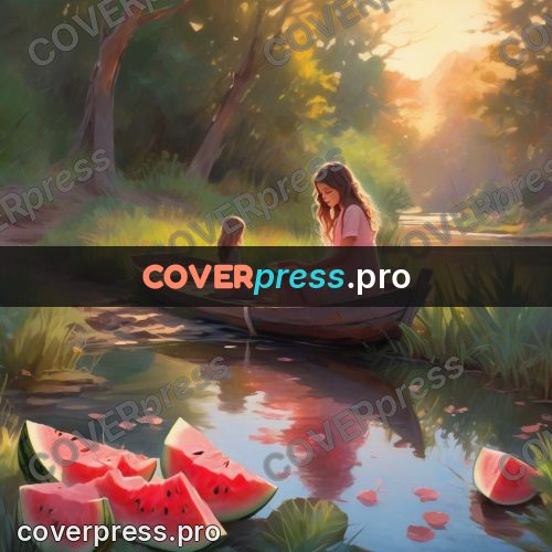 Dreamy illustration: girl in a river boat