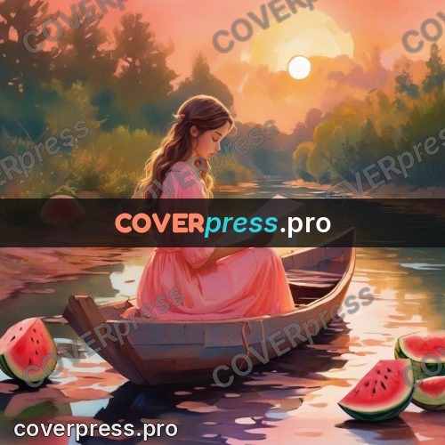 Dreamy illustration: girl in a river boat