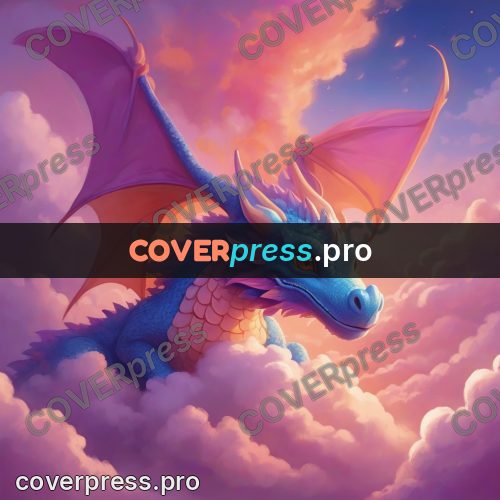 Dreamy illustration: dragon in pink clouds