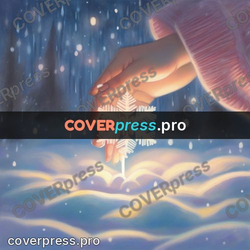 Dreamy illustration: snowflake in cupped hands