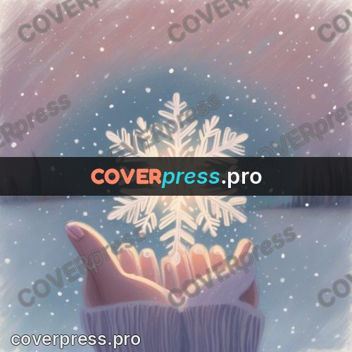 Dreamy illustration: snowflake in cupped hands