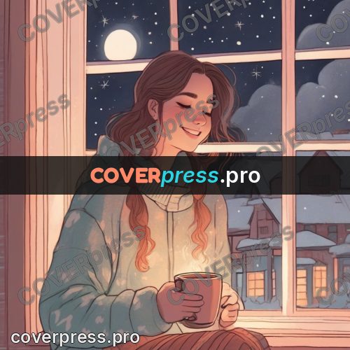 Dreamy illustration: girl with a winter cup