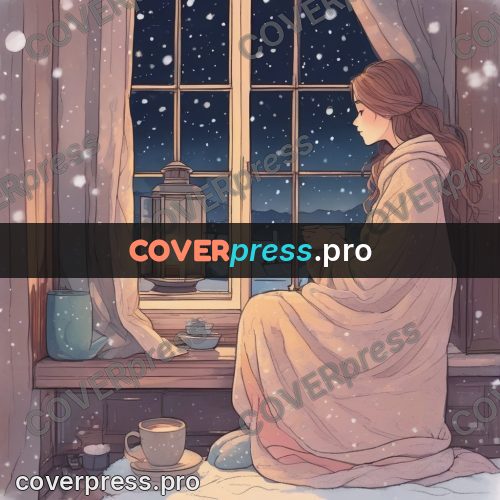 Dreamy illustration: girl wrapped in a blanket