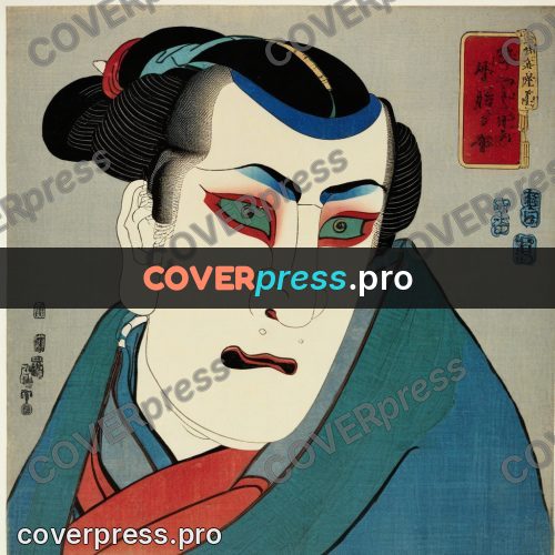 Ukiyo-e artwork: actor's face with red lines