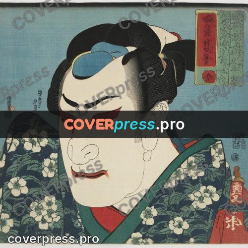 Ukiyo-e artwork: actor's face with red lines