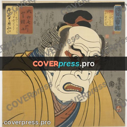 Ukiyo-e artwork: old actor with open mouth