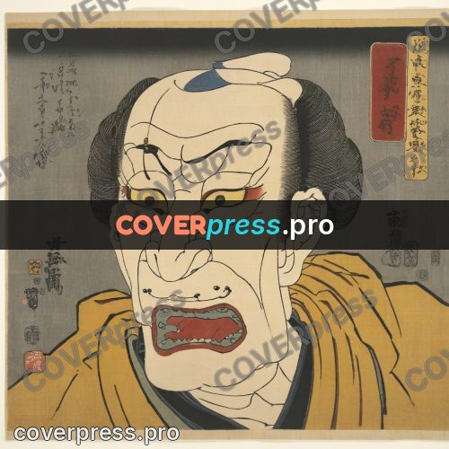 Ukiyo-e artwork: old actor with open mouth