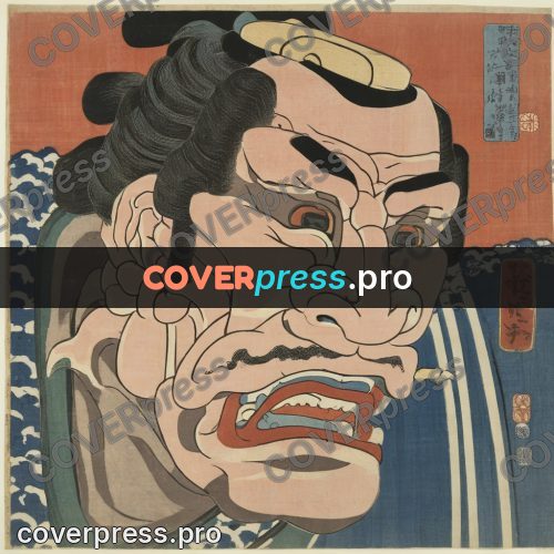 Ukiyo-e artwork: warrior face with bared teeth