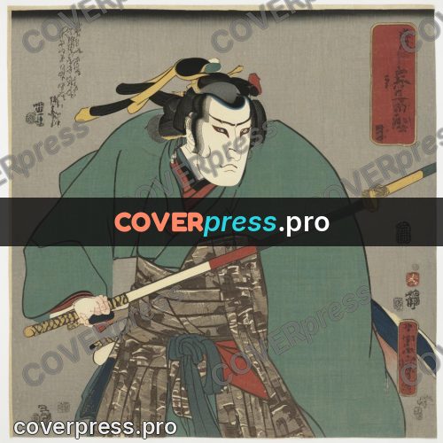 Ukiyo-e artwork: warrior with a drawn sword