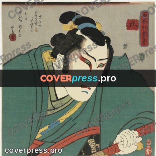 Ukiyo-e artwork: warrior with a drawn sword