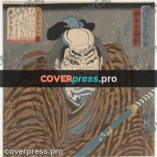 Ukiyo-e artwork: warrior with a lined face