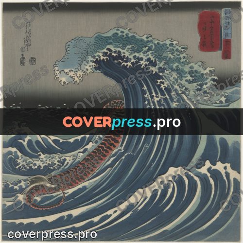 Ukiyo-e artwork: big wave with a crest