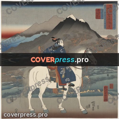 Ukiyo-e artwork: rider on a white horse