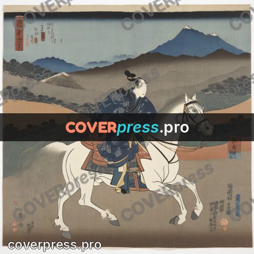 Ukiyo-e artwork: rider on a white horse