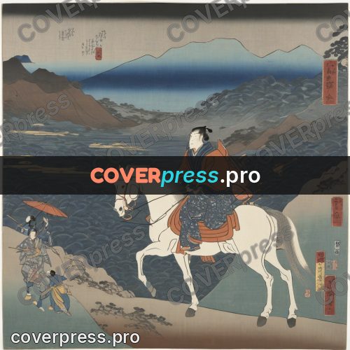 Ukiyo-e artwork: rider on a white horse
