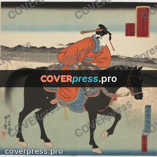 Ukiyo-e artwork: woman riding a horse