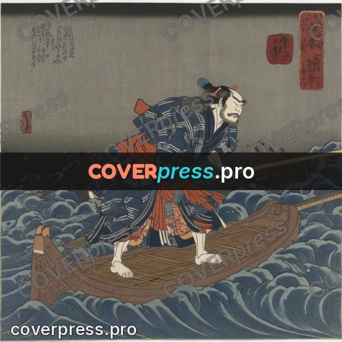 Ukiyo-e artwork: man poling a raft