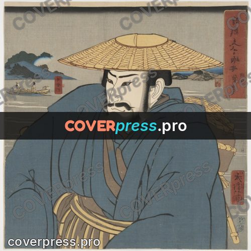 Ukiyo-e artwork: man in a straw hat