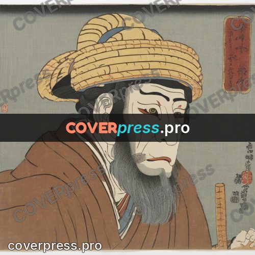 Ukiyo-e artwork: man in a straw hat
