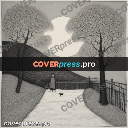 Edward Gorey style drawing: path along a fence in winter