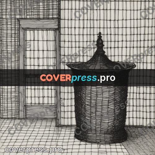 Edward Gorey style drawing: copper vat in a tiled room