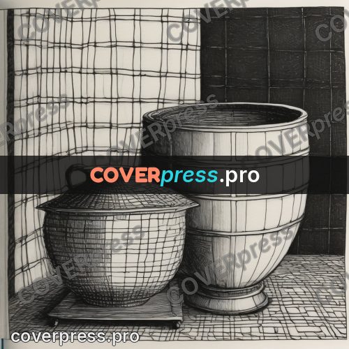 Edward Gorey style drawing: copper vat in a tiled room