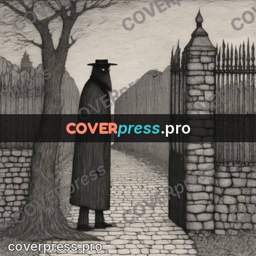 Edward Gorey style drawing: man in a cloak