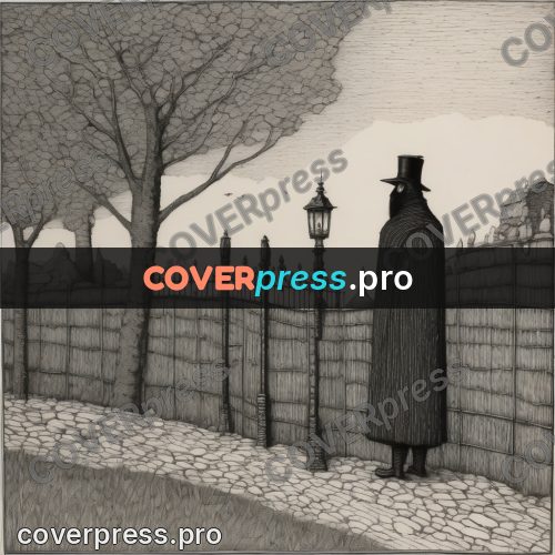 Edward Gorey style drawing: man in a cloak