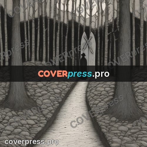 Edward Gorey style drawing: gravestone among bare trees