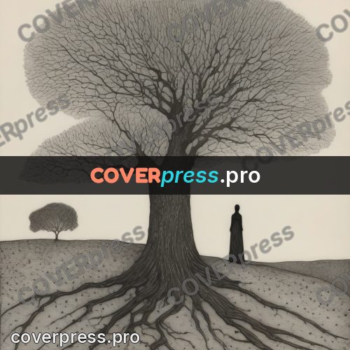 Edward Gorey style drawing: huge tree and a figure
