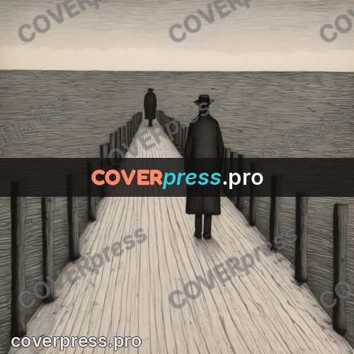 Edward Gorey style drawing: figure on a long pier
