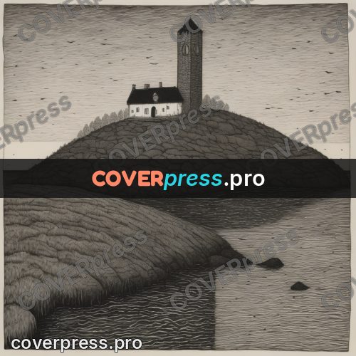 Edward Gorey style drawing: tower on a rocky shore