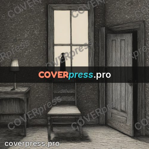 Edward Gorey style drawing: doorway in a dark room