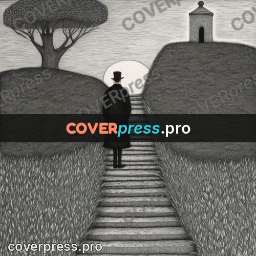 Edward Gorey style drawing: monument at the top of steps