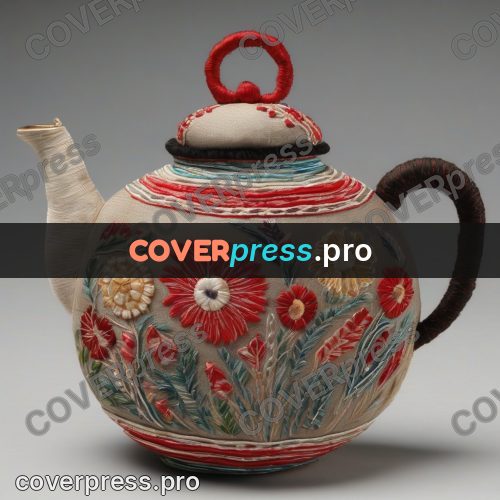 Embroidery design: teapot with a floral pattern