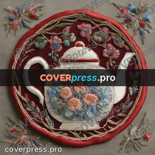Embroidery design: teapot with a floral pattern