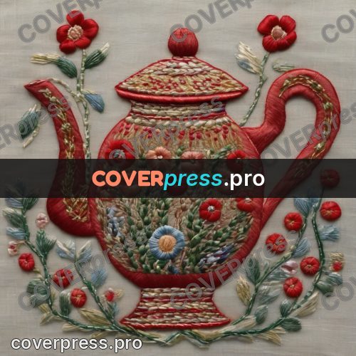 Embroidery design: teapot with a floral pattern