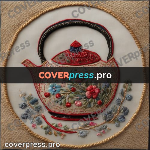 Embroidery design: teapot with a floral pattern