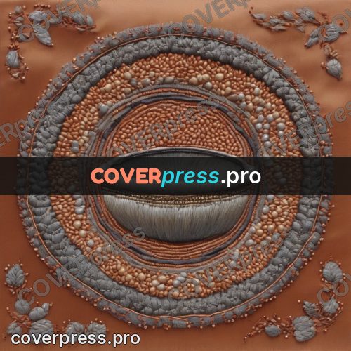 Embroidery design: round rosette in grey and orange