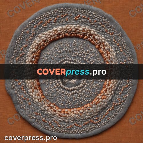 Embroidery design: round rosette in grey and orange