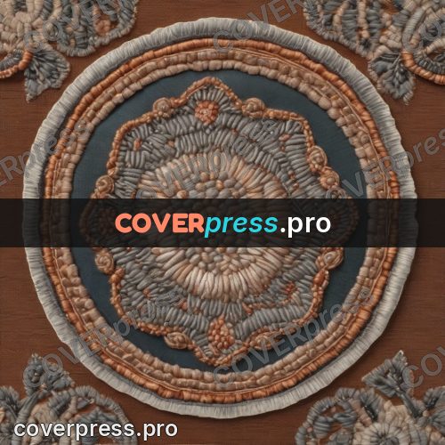 Embroidery design: round rosette in grey and orange