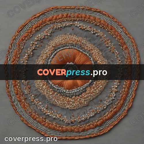 Embroidery design: round rosette in grey and orange
