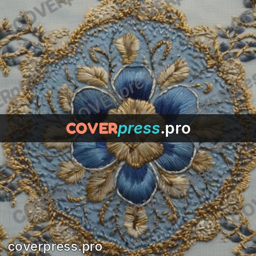 Embroidery design: blue rosette with a flower